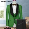 Ternos masculinos Bridalaffair Laranja Pansy Masculino Slim Fit Xale Lapela Casamento Smoking 3 Peças Conjuntos Feito Sob Medida Traje de Negócios Homme