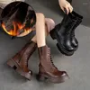 Stiefel GKTINOO 2024 Winter Plüsch Echtes Leder Frauen Plattform Booties Weiche Rindsleder Frauen Schuhe Zip Ankle Zapatos Mujer