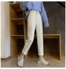 Women's High Waist Capri Fleece Winter Jeans Women Slim Fit Stretch Straight Thick Harlan Radish Warm Denim Pants