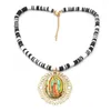 Choker Black Soft Clay Jesus Mary Bohemian Fluorescent Short Chain For Women Nationality Stainless Steel Jewelry