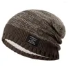 Berretti Cappello alto elastico Cappelli lavorati a maglia unisex alla moda e accoglienti con fodera in pile per l'elasticità autunno inverno Design streetwear caldo