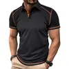 Herren-T-Shirt mit Revers, kurzärmeliges Poloshirt, Designer-Polohemden, modische T-Shirts für Herren, ausgereifte Farbblock-Kleidung aus Baumwollmischung, atmungsaktive Sommer-T-Shirts