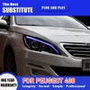 Car Styling DRL Daytime Running Light Streamer Turn Signal Indicator For Peugeot 408 LED Headlight Assembly 14-15 Auto Parts Front Lamp