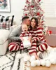 Family Matching Outfits Mother Father Kids Matching Clothes Toddler Infant Romper Cute Soft Pyjamas Xmas Family Look Christmas Pajamas Set Striped Print