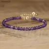 Pulsera minimalista de amatista con cuentas de 4 mm Pulsera delicada ajustable con cuentas de piedras preciosas naturales de alta calidad para mujer Joyería fina YQ240226