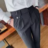 Pants 2023 Varumärkeskläder Fashion Spring High Quality Slim Fit Business Suit Pants/Man White Black Leisure Dress Trousers 2936