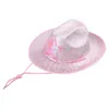 Berets Costume Western Pink Star Cowboy Hat Cosplay Festival Shopping Traveling Supply