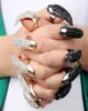 Pierścienie inteligentne pierścienie paznokci białe czarne pełne wiertła hiperbolowa paznokcie pazur pazur dla kobiet biżuteria7440733