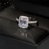 Conjunto de anéis de promessa de diamante de laboratório, corte esmeralda 2ct, prata esterlina 925, noivado, aliança de casamento, para mulheres, festa de noiva, joias 2496