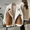 Blends Women Winter Overized Teddy Kurtka Chic Faux Suede Fur Freat Coats Aviator Motocykl Juciki Kobietowe wełniane płaszcz wełniany