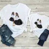 Familj matchande kläder drottning och prinsessa tryck familj matchande tshirts sommar kort ärm familj look t-shirts mor och dotter mode kläder