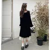 Casual Kleider Elegante Samt Mini Lange Für Frauen Große Größe 4XL Herbst Winter Weibliche Pailletten Kragen Schwarz Party Warme Vestido rüschen Robe