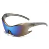 Lunettes de soleil Mode Punk Goggle Femmes Hommes 2024 Marque de luxe Designer Y2K Argent Sport Lunettes de soleil Une pièce Lunettes Shades UV400