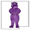 Mascot Costumes Festival Dress Purple Hippo Carnival Hallowen Gifts Unisex Adts Fancy Party Games Outfit Holiday Celebration Cartoon Dhrn0