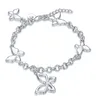 Hög quatity! Butterfly armband Sterling Silver Pted Armband SPB537; High Quatity Fashion Men and Women 925 Silver Charm Armband4270687