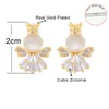 أسود أقراط Leeker Fashion Rose Gold Color Angel for Woman Elegant Opal Cz Stones Trend ZD1 XS6