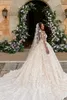 Romantische Trouwjurken 3D-Bloemen Applicaties Bruids Baljurken Uit De Schouder Lange Mouwen Custom Made Vestido De Novia