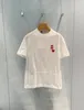 러브 레터 패치 자수 티셔츠 여름 패션 다목적 라운드 넥 코튼 짧은 슬리브 티셔츠 탑
