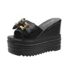 Hausschuhe Frauen Sommer Dias Mode Schuhe Mit Hohen Absätzen Dame Plattform Pantofle Auf EINE Keil Luxus Weiche 2024 PU Casual Stoff super