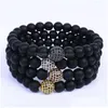 Perlen Mode Naturstein Schwarz Matt Perlen Stränge Armband Für Frauen Männer Heilung Ncing 8 Mm Perlen Micro Zirkon Pave Be Dhgarden Dh4Av