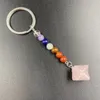 Porte-clés Pierre Merkaba Cube Porte-clés Chakela Quartz Perles Étoile de David Sac Suspendu Sac À Dos Bourse Charms Femme Chakra Bijoux Cadeau