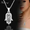 Sinleery Classic Hand of Fatima Hamsa Necklace hängen Silver Color Chain Choker Palm Statement smycken för kvinnor XL681 SSF1277K