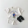 2023 South Korean baby boy clothing set childrens summer clothing cartoon bear T-shirt+shorts two-piece set newborn boy and girl clothing 240225