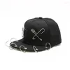 Bollmössor Punk Style Black Parent-Child Hip Hop Hats Trend Pin Rivet Tassel Baseball For Men Women Street Fashion Show Casual225J