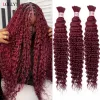 99j Burgundy Bulk Human Hair For Braiding Deep Wave Human Hair Bundles No Weft Bundles For Women Hair Extensions 100g