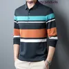 Men's Polos Autumn Spring Cotton Polo Shirts High Quality Broad Striped Business Casual Simple Classics Man T-shirts 4XL