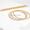 Bangle Punk Stijl Sier Gouden Ketting Draad Bangle Armband Set Voor Vrouwen Eenvoudige Metalen Mode-sieraden Cadeau Drop Delivery Sieraden Dhgarden Dhocy