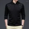 Polos masculinos moda magro homens polo camisa de manga longa primavera outono streetwear impressão masculino versão coreana beisebol tees topo