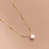 WANTME 925 Sterling Silver Fashion Simple Snake Bone Chain Natural Baroque Pearl Necklace for Women Elegant Clavicle Jewelry 240220