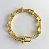 Pulseras U cadenas de alfabeto geometría joyería letra brazalete hebilla de oro cadena estética pulsera 18k oro plata placa joyería caja conjunto regalo