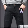 Men'S Jeans Mens Autumn Winter Men Fleece Thick Straight Solid Streetwear Fashion Loose Versatile Mtiple Pockets Chic Casual Pants D Dhuhr