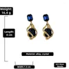 Boucles d'oreilles pendantes en cristal bleu marine, tendance, spirale, géométrie géométrique, accessoires de bijoux élégants pour femmes, 2024