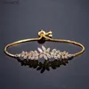 Bracciale regolabile in rilievo con zirconi e foglie squisite per le donne Bracciale con ciondoli cubici di zirconi Regali YQ240226