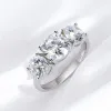 Pierścienie Smyoue White Gold 4/2ct Moissanite Pierścień dla kobiet Lawling Lab Diamond Wedding Pround S925 Solid Srebrna biżuteria hurtowa