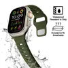 Pulseiras de silicone macio compatíveis com Apple Watch Ultra Band 49mm 45mm 44mm 42mm para pulseiras esportivas masculinas Pulseira de substituição à prova d'água para iWatch Series 9 8 7 6 5 4 3 2 1 SE