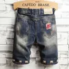 Мужские джинсы, летние джинсовые шорты с рваными дырками, прямые модные прямые брюки в стиле хип-хоп, модные брюки для нищих