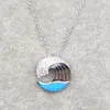 Pendentifs CZ Sea Wave Collier Blanc Zircon Cubique Pavé 925 Argent Sterling Synthétique Bleu Opale Bijoux Pour Femmes