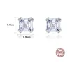 Pendientes de tuerca de plata S925 con circonita cuadrada clásica, pendientes de moda para mujer con gema brillante, pendientes de alto grado, joyería para fiesta de boda para mujer, regalo para el día de la madre y el día de San Valentín SPC