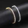 Pulsera de tenis de cristal helado con cuentas para mujer Punk Hiphop Lujo AAA + Cubic Zirconia Boda Color oro Cadena de mano Joyería OHH118 YQ240226