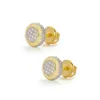 Boucles d'oreilles en argent Sterling 925 plaqué or jaune, haute qualité, scintillantes, rondes, à vis, pour hommes et femmes, bijoux 227S