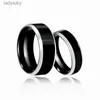 Solitaire Ring Black Anneaux Classic en acier inoxydable Engagement Bands de mariage pour hommes Couple féminin Black Silver Color Bijoux 8/6 mm 240226