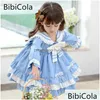 Robes de fille Fille bébé princesse dentelle robe printemps automne enfant Vintage broderie fête d'anniversaire Costume manches longues vêtements goutte Dhiwn