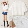 women designer clothes top Crop White Classic embroidered letters pure cotton comfortable and breathable