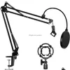 Lecteur DVD VCD Platines Tournantes Support de microphone robuste Bras de ciseaux à flèche de suspension extensible avec support anti-choc Micro double couche Pop Dhvod