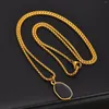 Pendant Necklaces Vnox Stylish Irregular Oval Geometric For Men Women Stainless Steel Gold Color Box O Chain Jewelry Gifts