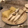 Dishes Plates Party Set Tableware Gold Ceramic Dinner Cutlery Luxury Servies Complete Drop Delivery Home Garden Kitchen Dining Bar Dh7Bi